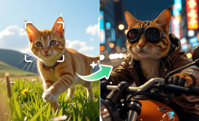 A static portrait of a person subtly coming to life with animation.